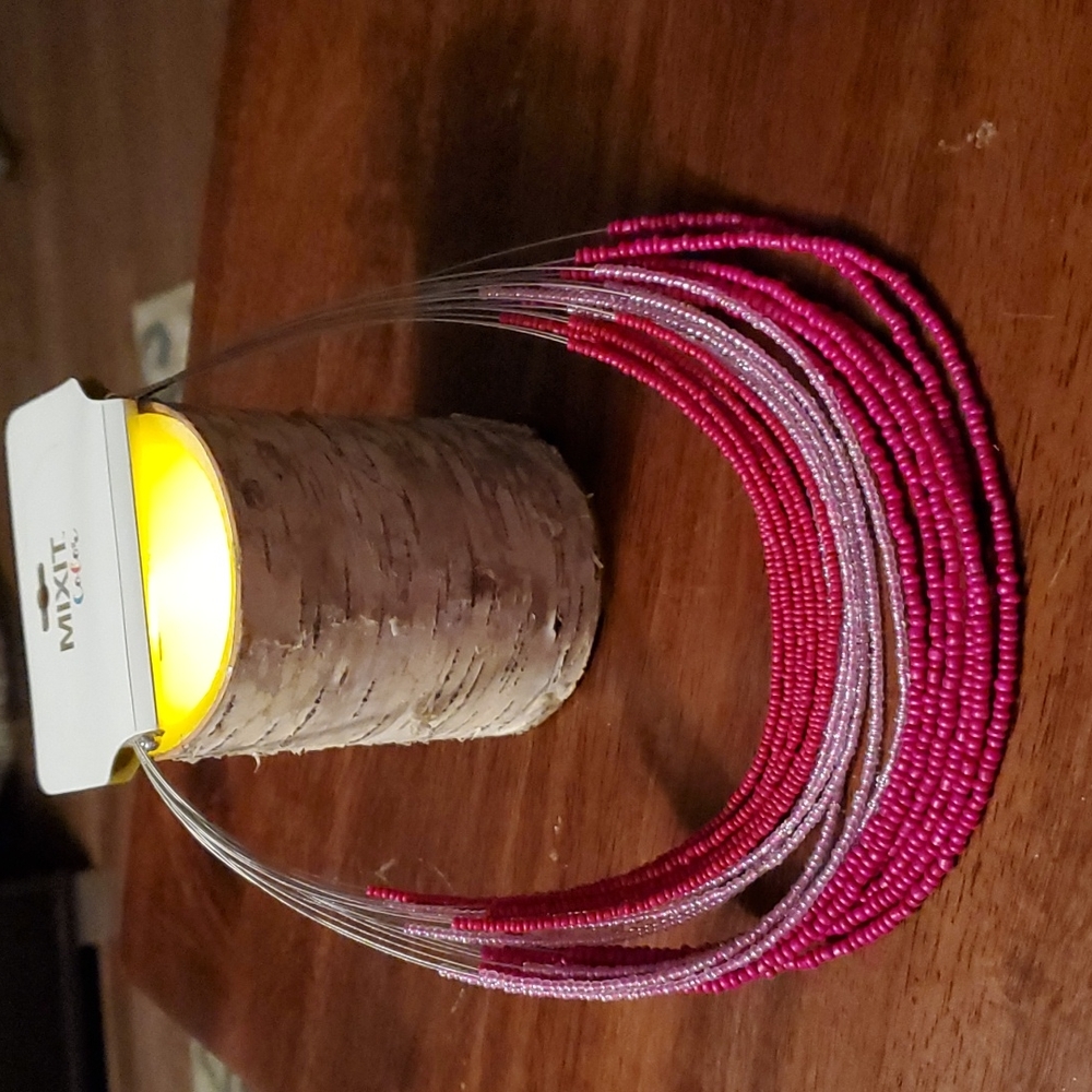 Mix it Necklace-pink & wire